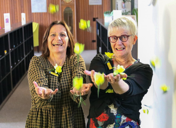 Cancer Society nurses Leoni Lawry and Penny Parsons are grateful for Daffodil Day support