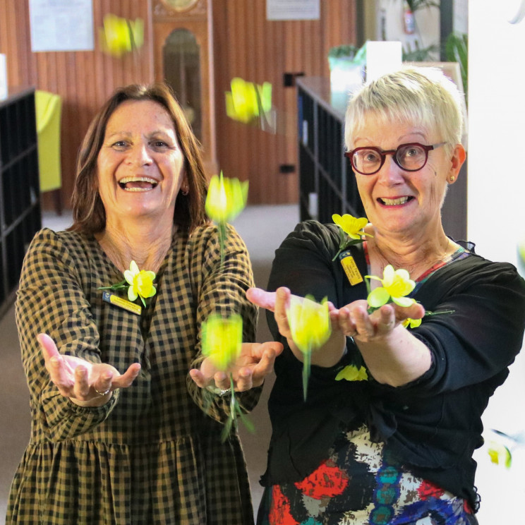 Cancer Society nurses Leoni Lawry and Penny Parsons are grateful for Daffodil Day support